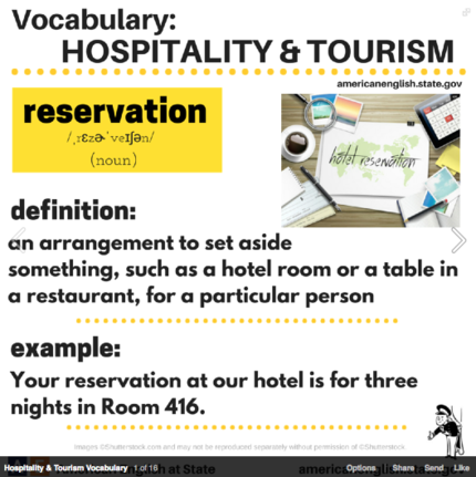 Hospitality and tourism vocabulary - reservation.png