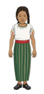 Niña de edad preescolar con vestimenta indígena