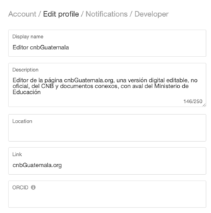 Hypothesis - formulario de edición de perfil de usuario